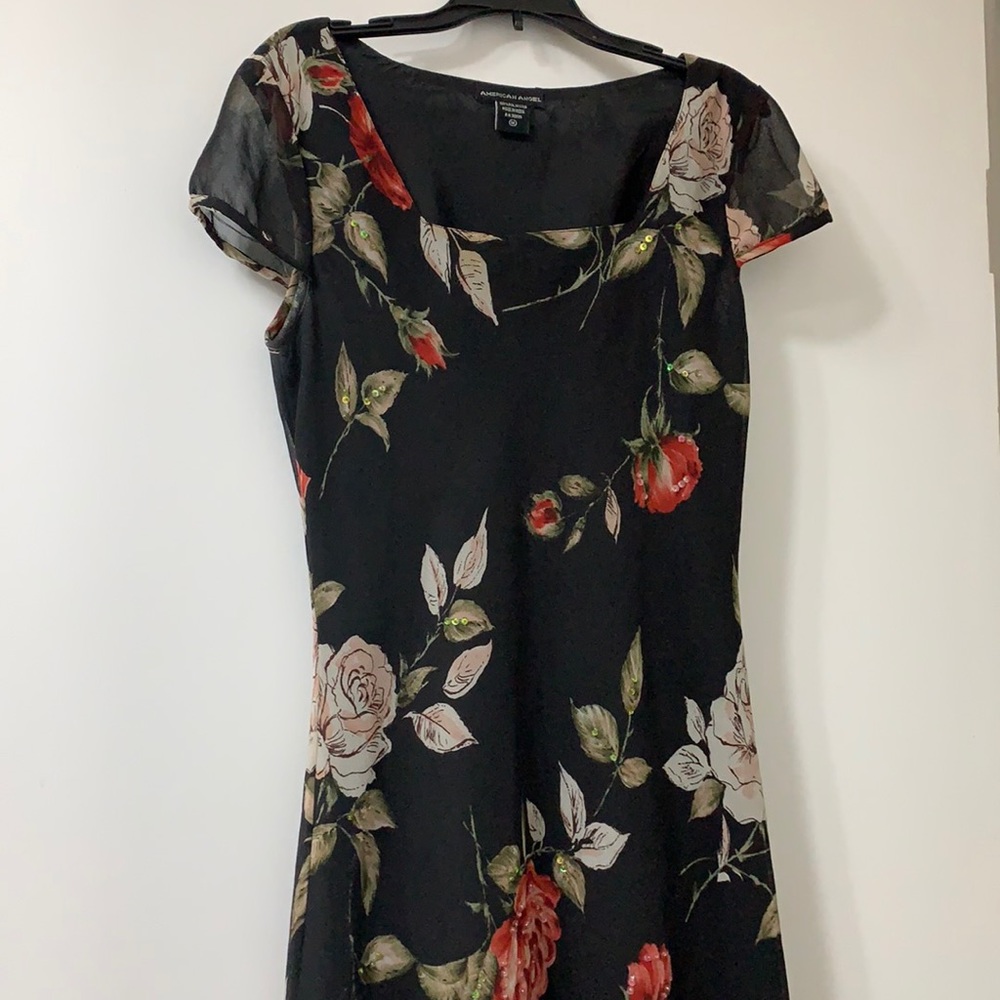 Dressy Dress.  Black with flowers/sequins.